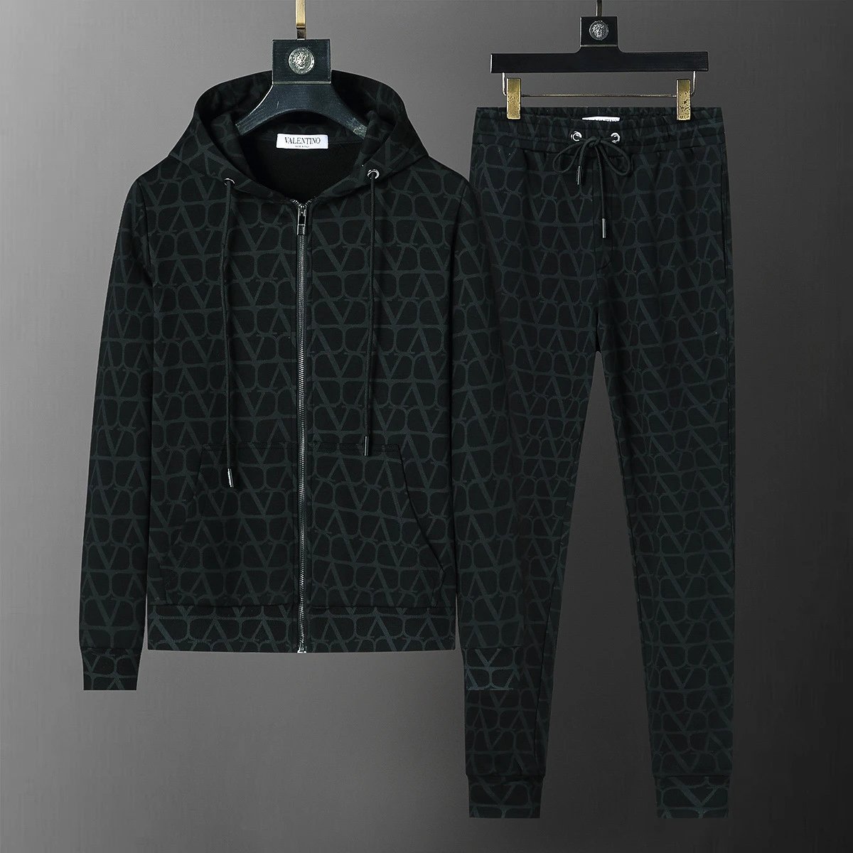 Louis Vuitton Tracksuits Zip-Up Jacket and Joggers Set — 38076 black