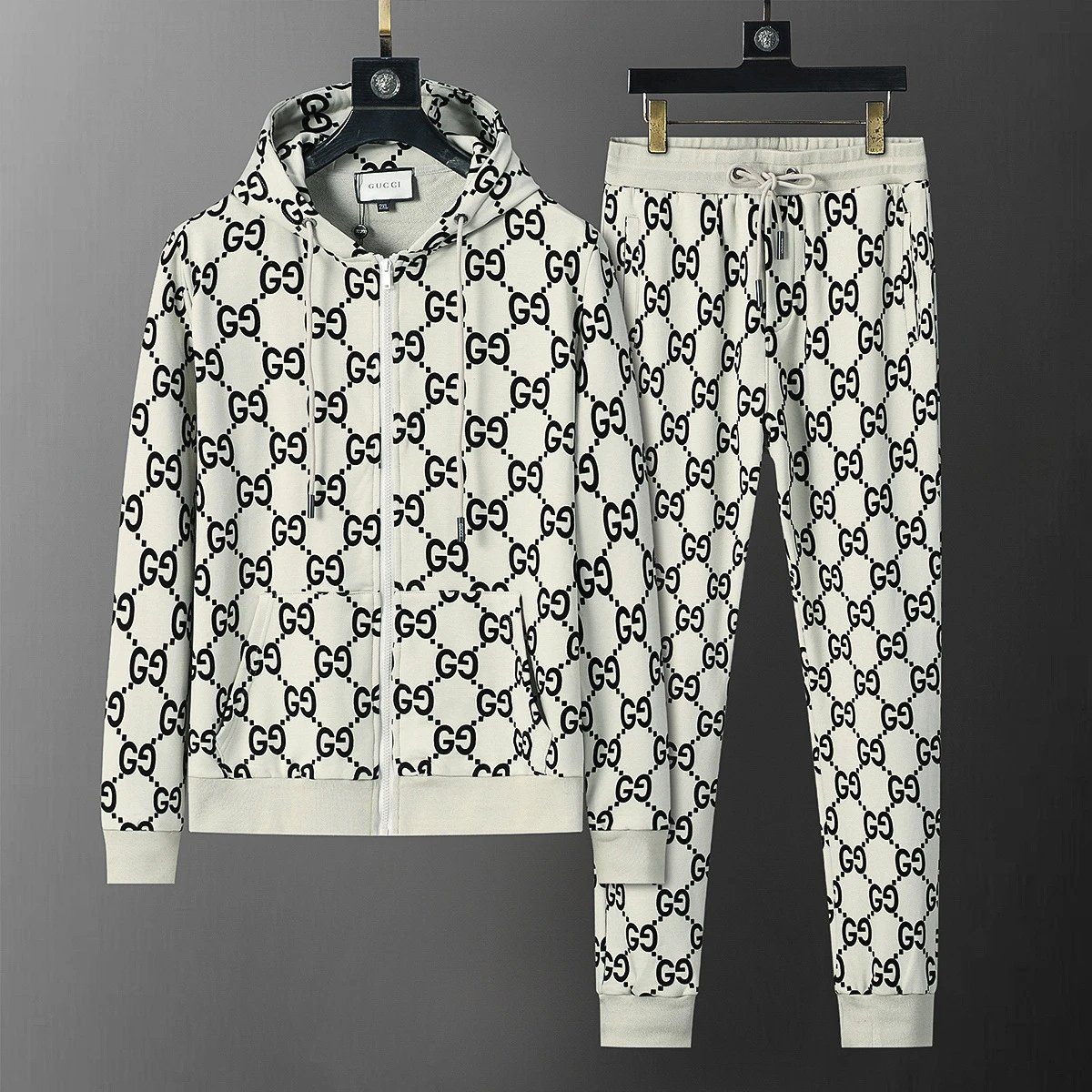 Louis Vuitton Tracksuits Zip-Up Jacket and Joggers Set — 38062 Khaki