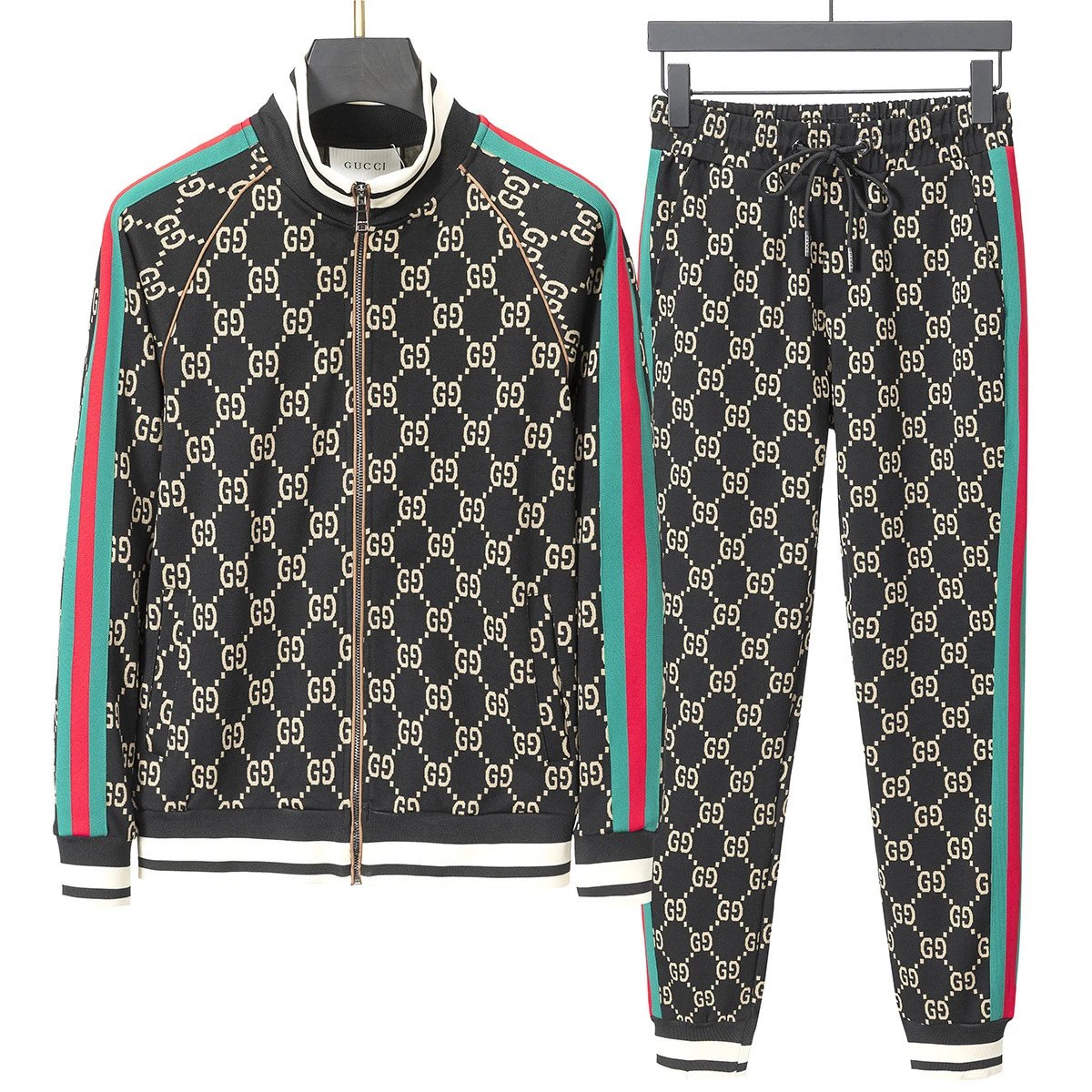 Louis Vuitton Tracksuits Zip-Up Jacket and Joggers Set — 38030 Black