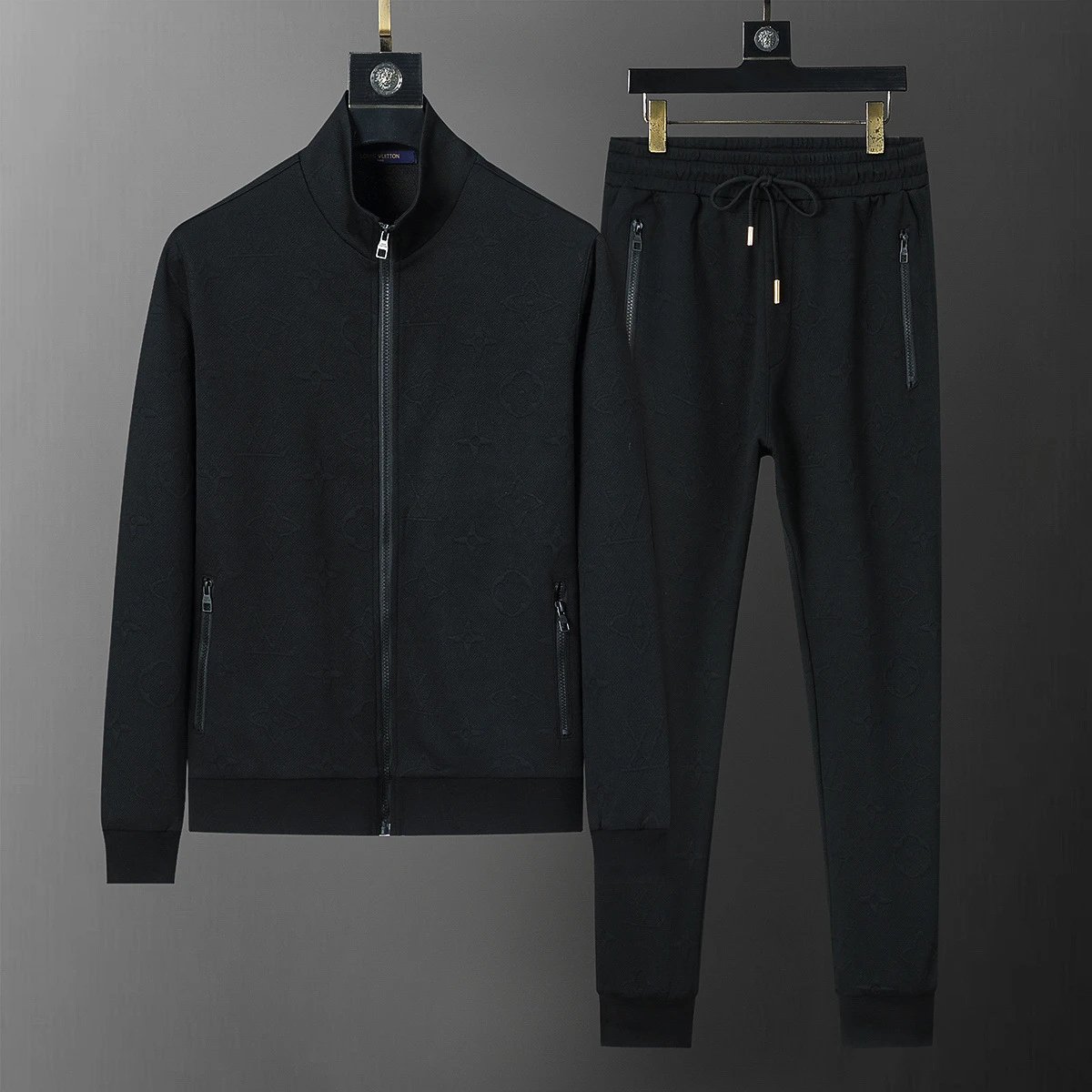 Louis Vuitton Tracksuits Zip-Up Jacket and Joggers Set — 38068 Black