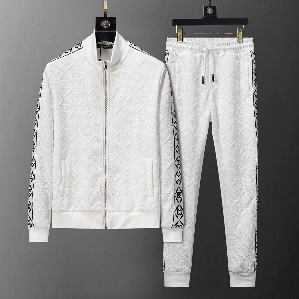 Louis Vuitton Tracksuits Zip-Up Jacket and Joggers Set — 38119 white