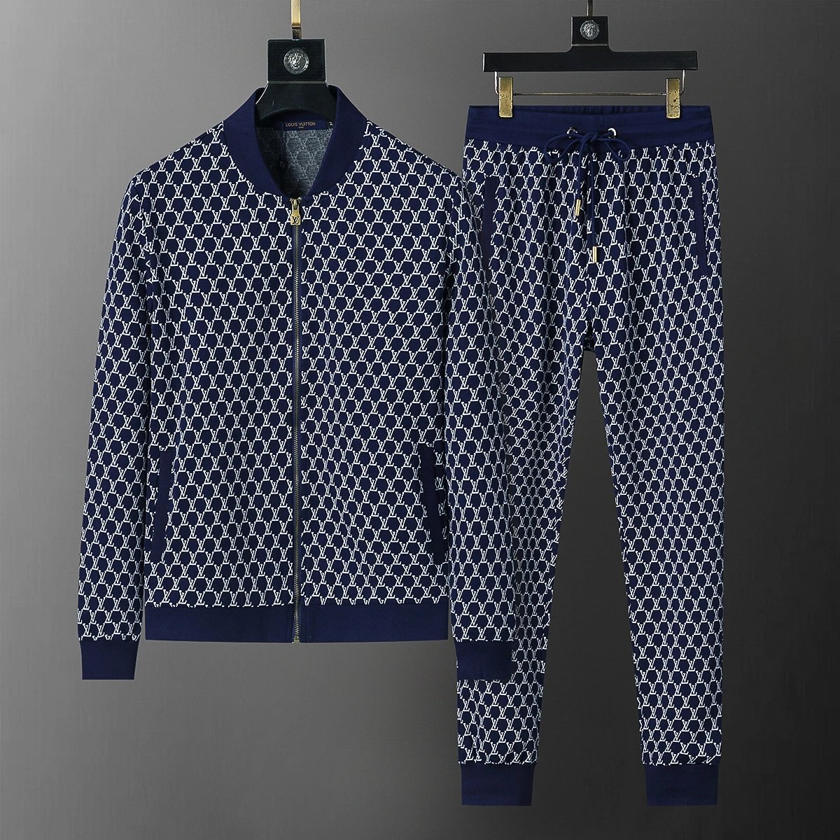 Louis Vuitton Tracksuits Zip-Up Jacket and Joggers Set — 38064 Royal blue