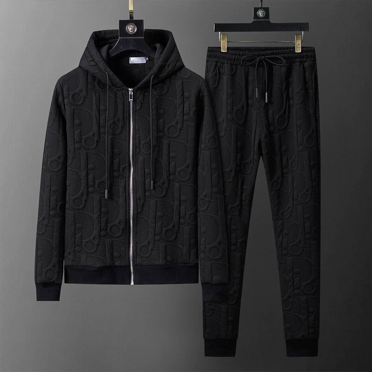 Louis Vuitton Tracksuits Zip-Up Jacket and Joggers Set — 38118 gray