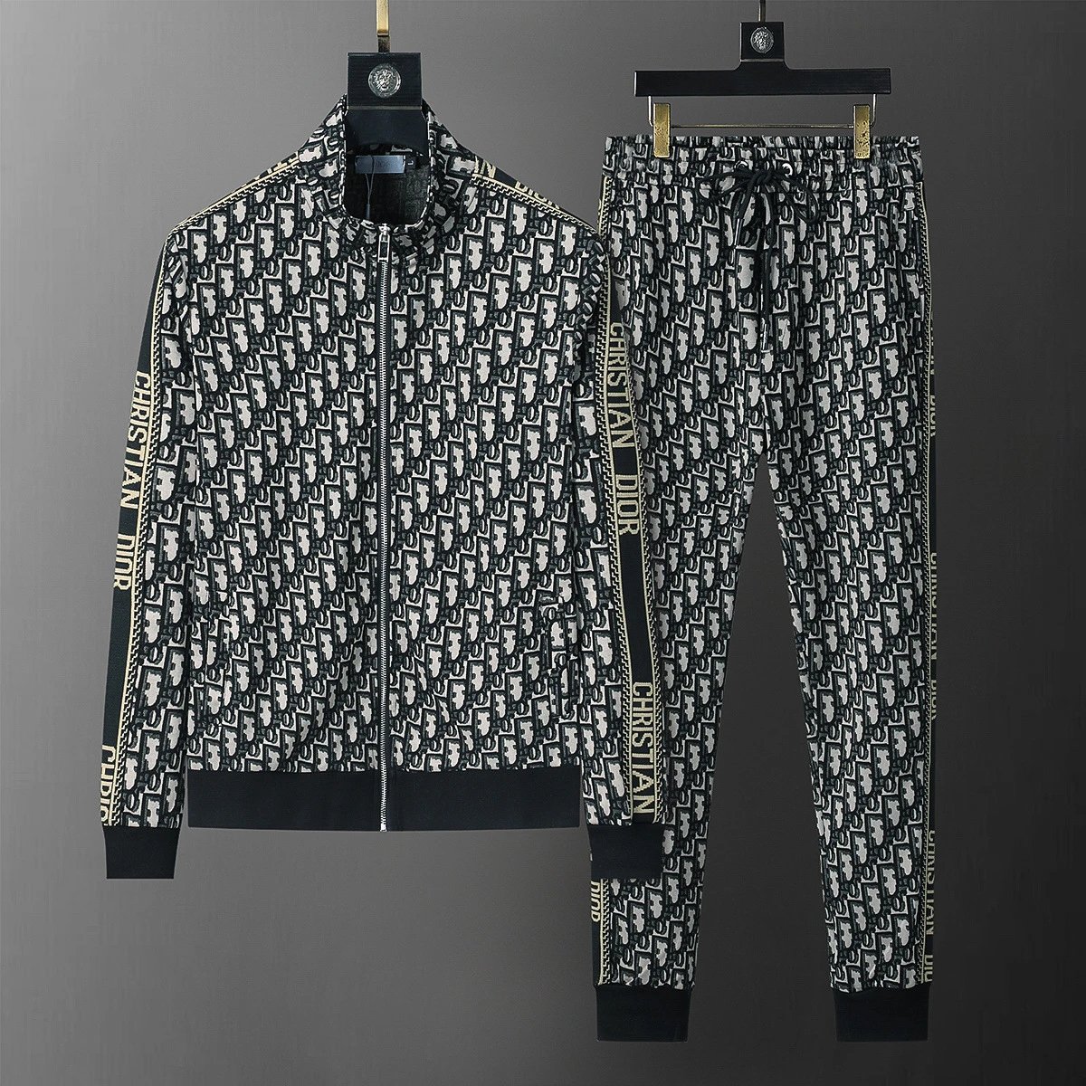 Louis Vuitton Tracksuits Zip-Up Jacket and Joggers Set — 38065 Black