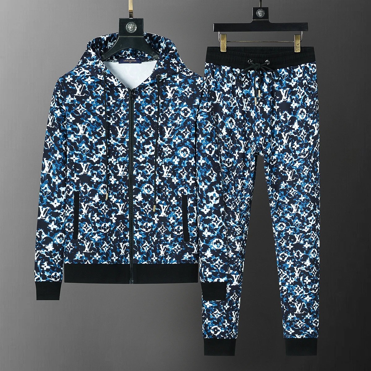 Louis Vuitton Tracksuits Zip-Up Jacket and Joggers Set — 38074 blue