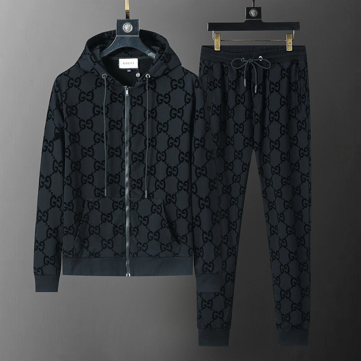 Louis Vuitton Tracksuits Zip-Up Jacket and Joggers Set — 38062 Black