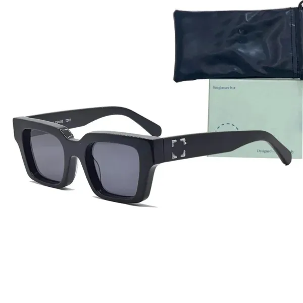 Design Square Frame Black Sunglasses with Metal Accent Eyewear - 1