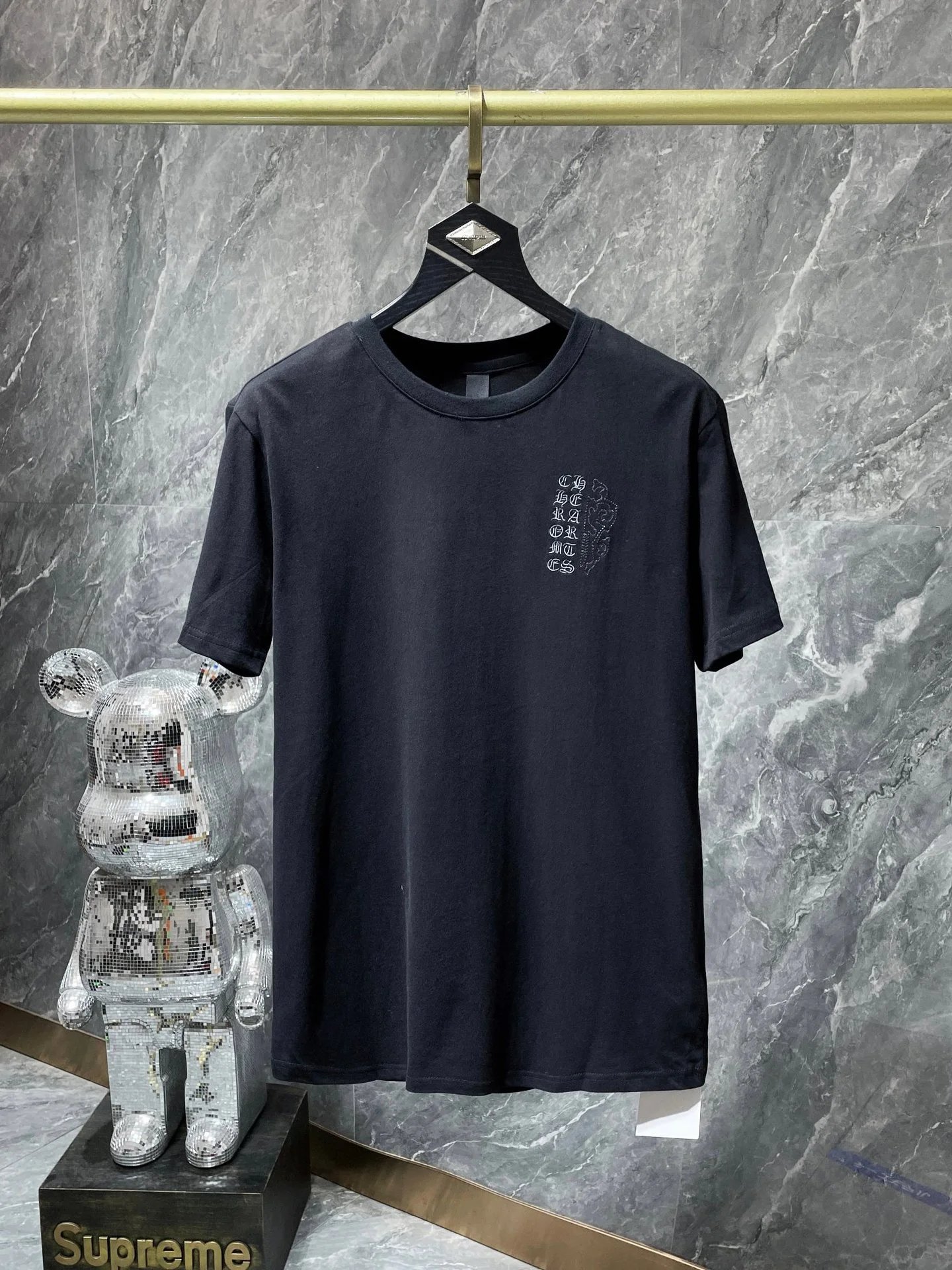 Supreme x Bearbrick Collaboration Distressed Black T-Shirt - 5