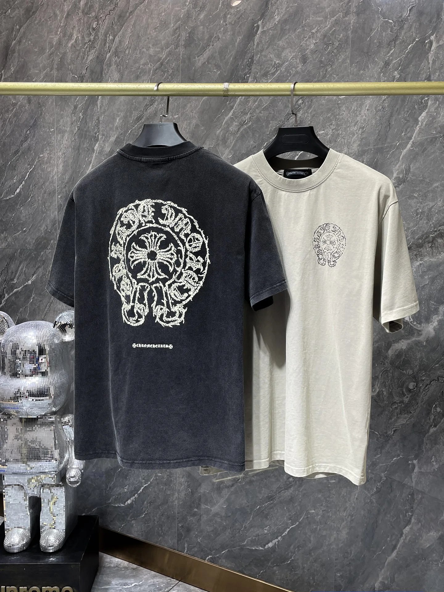 Supreme x Bearbrick Collaboration Distressed Black T-Shirt - 50