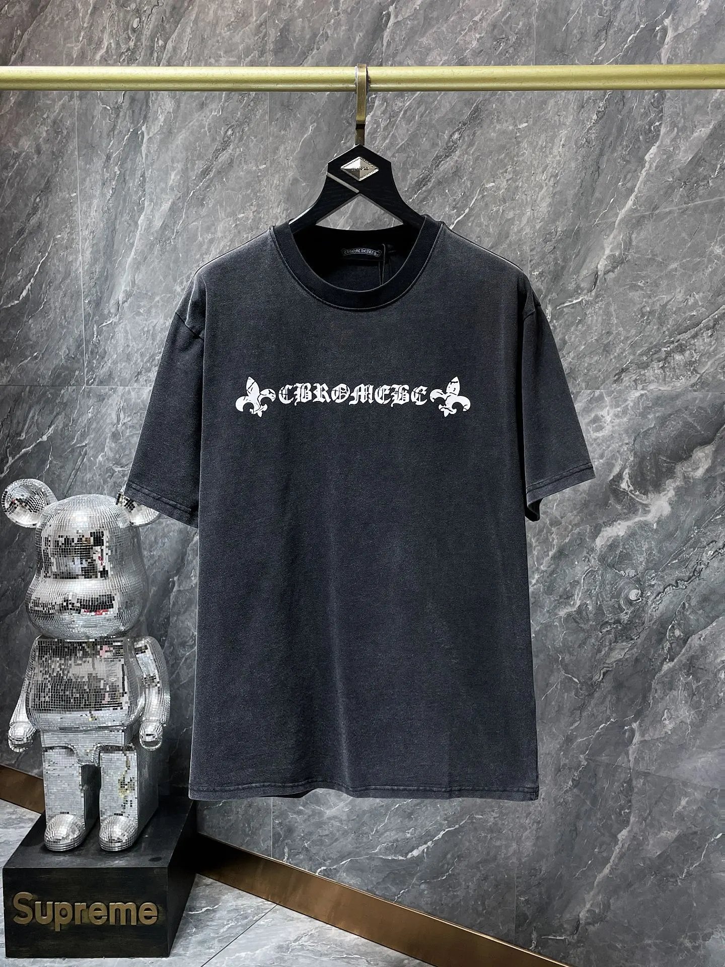 Supreme x Bearbrick Collaboration Distressed Black T-Shirt - 26