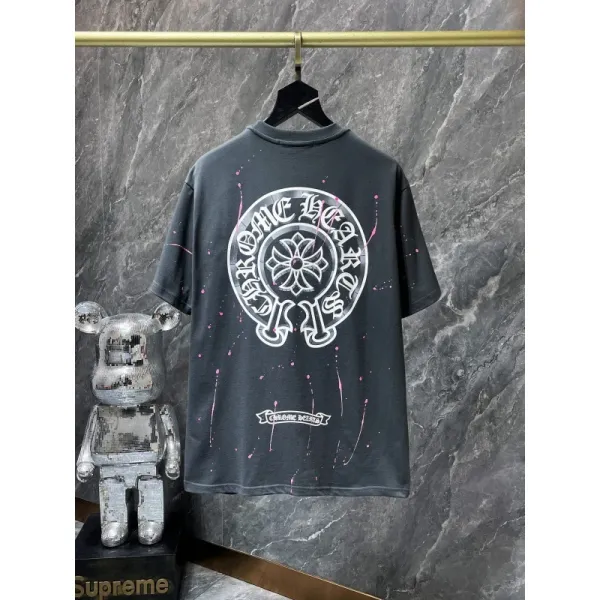 Chrome Hearts Splatter Print Black T-Shirt - 1