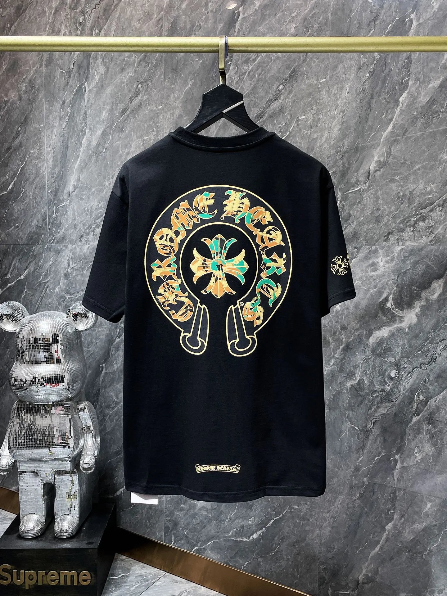 Supreme x Bearbrick Collaboration Distressed Black T-Shirt - 32