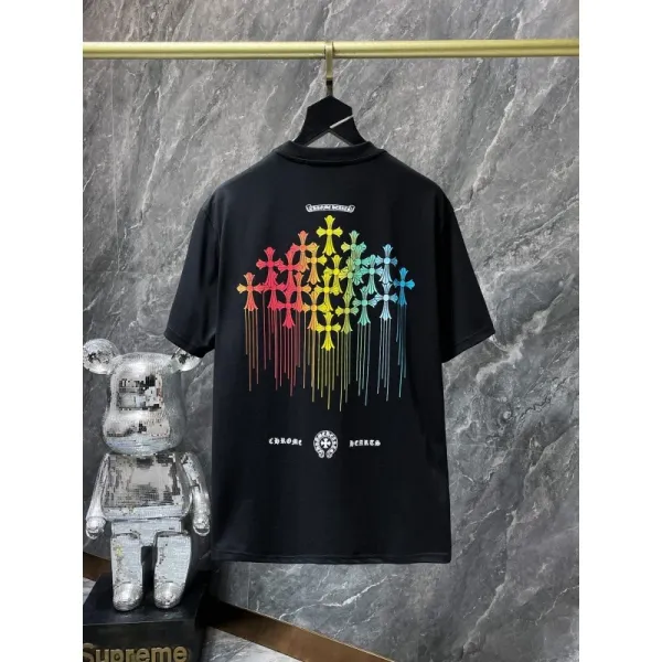 Chrome Hearts Rainbow Crosses Black T-Shirt - 1