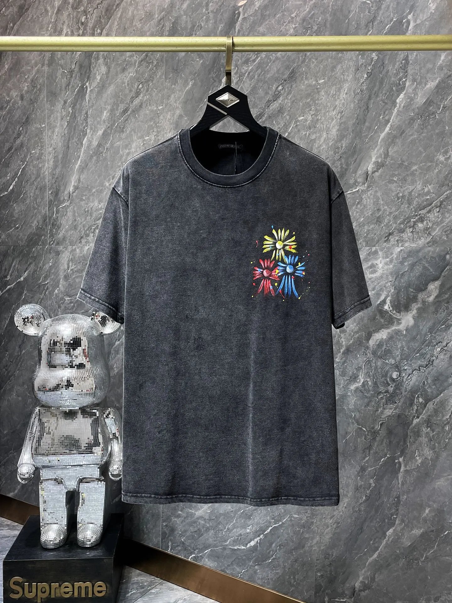 Supreme x Bearbrick Collaboration Distressed Black T-Shirt - 35