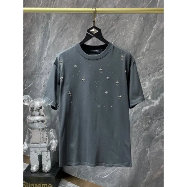 Chrome Hearts x Unknown Brand Cross-Embellished Gray T-Shirt - 1