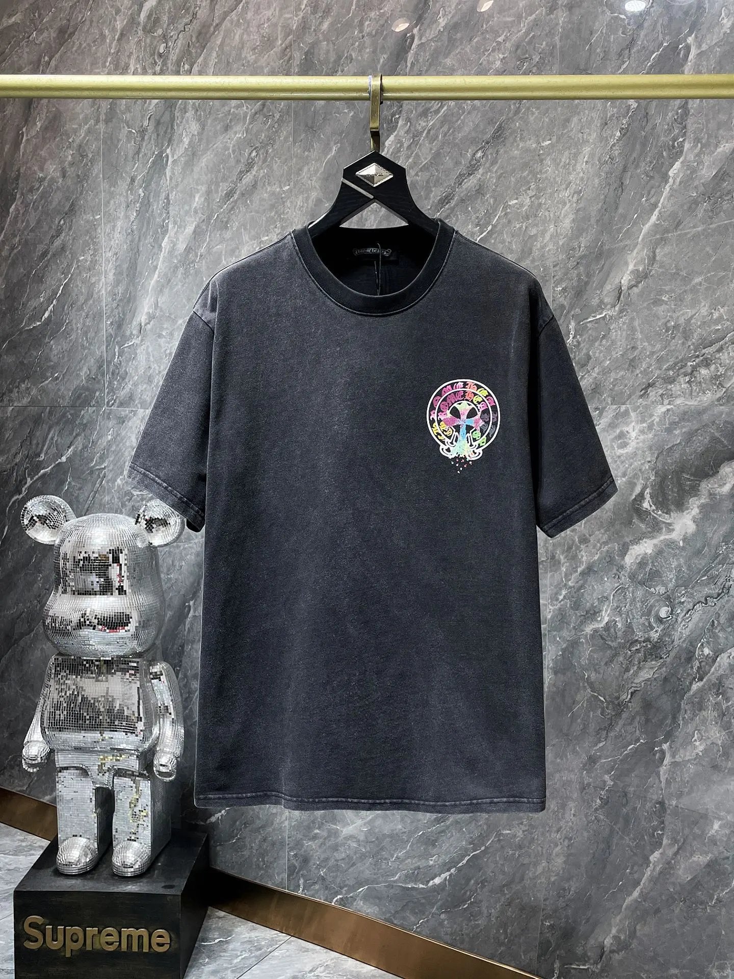 Supreme x Bearbrick Collaboration Distressed Black T-Shirt - 21