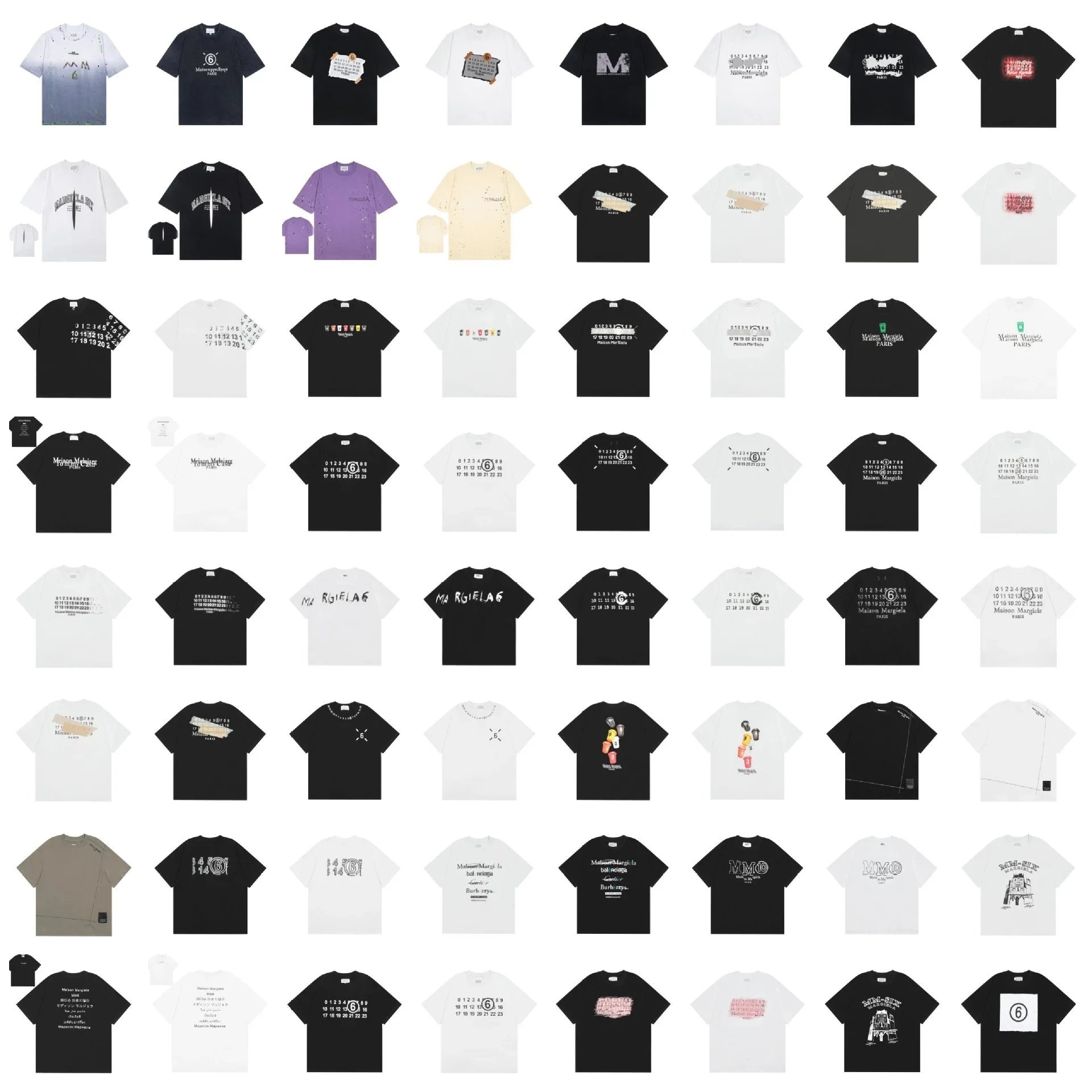 Cross border Maison Margiela digital print MM6 high-quality pure cotton men's t-shirt and women's short sleeved trend