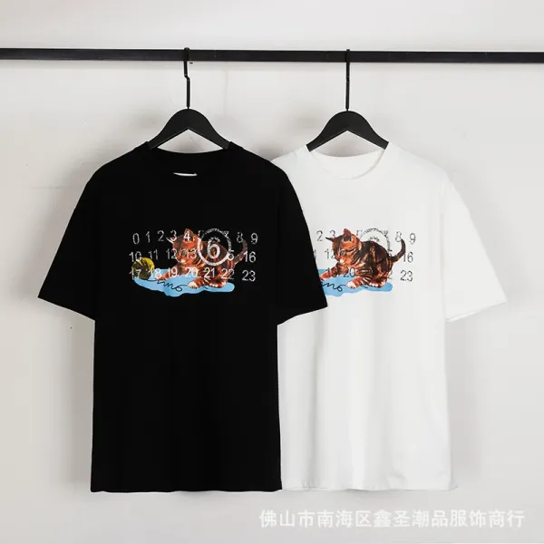 Maison Margiela Tabi Print Black T-Shirt - 43