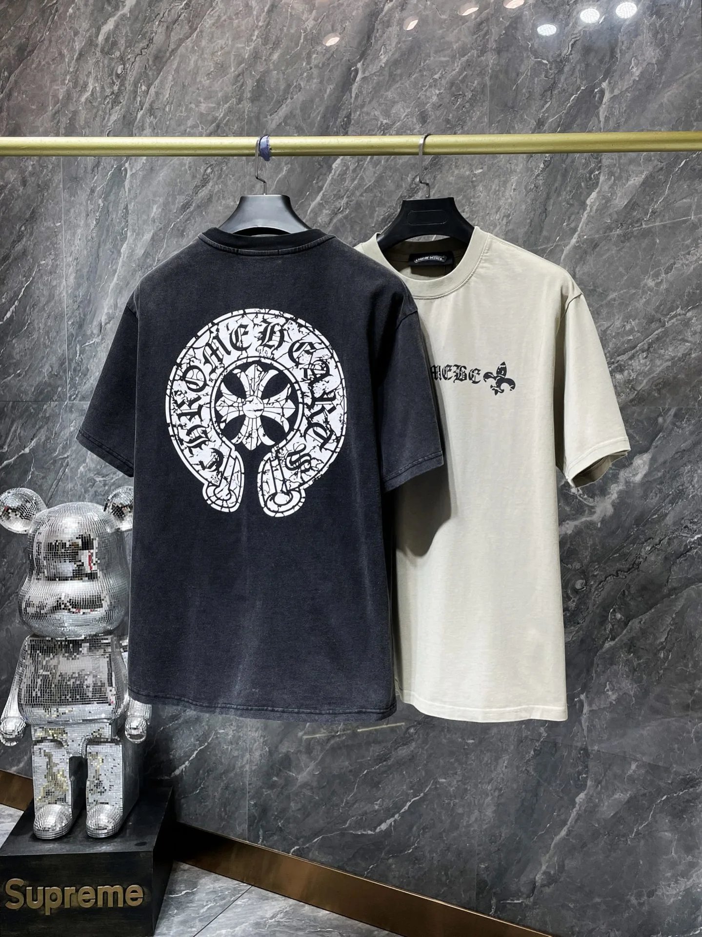 Supreme x Bearbrick Collaboration Distressed Black T-Shirt - 24