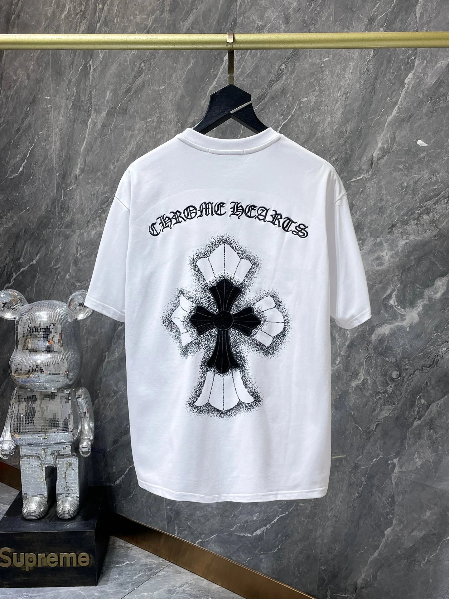 Supreme x Bearbrick Collaboration Distressed Black T-Shirt - 46
