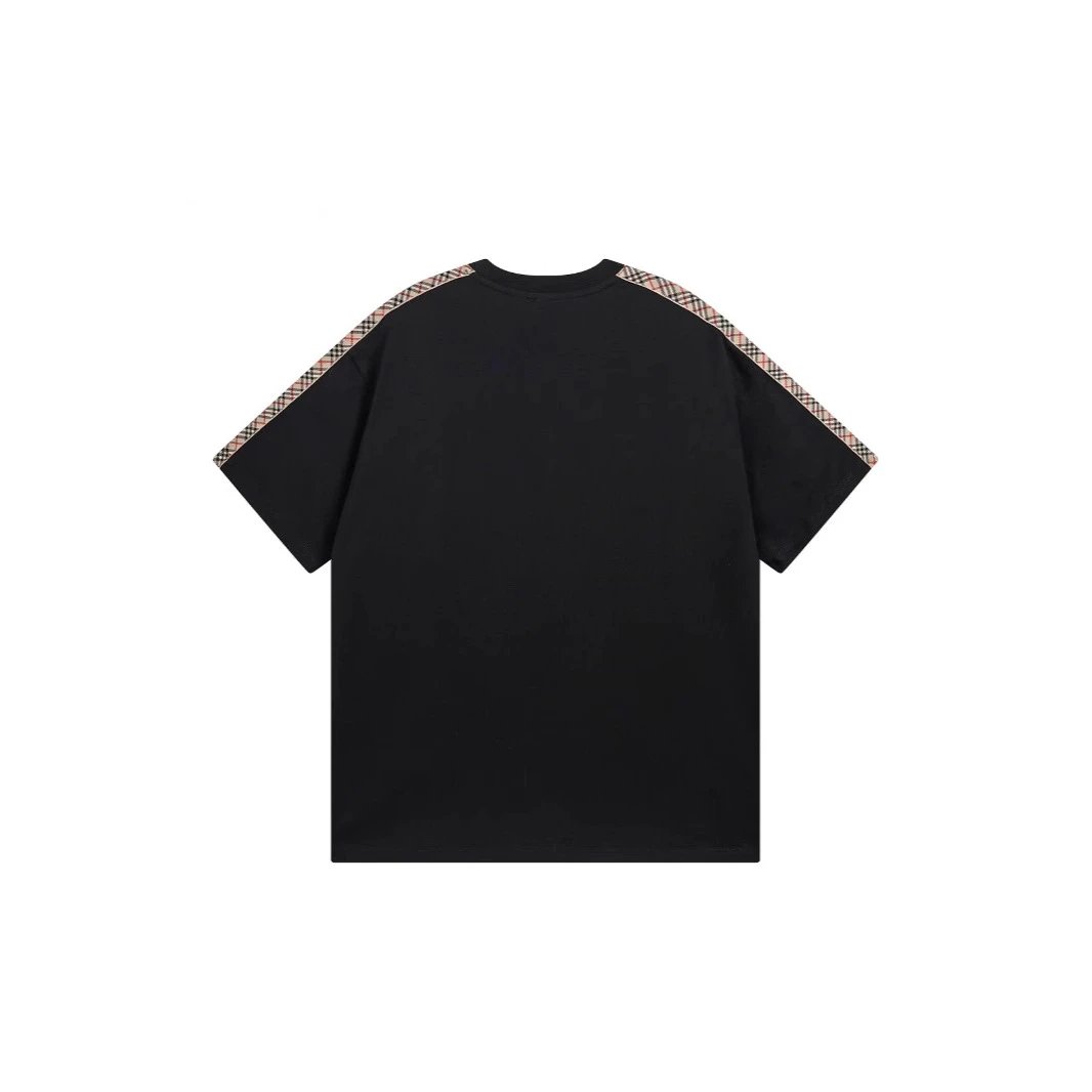 Burberry Check-Trimmed Oversized T-Shirt Black - 3