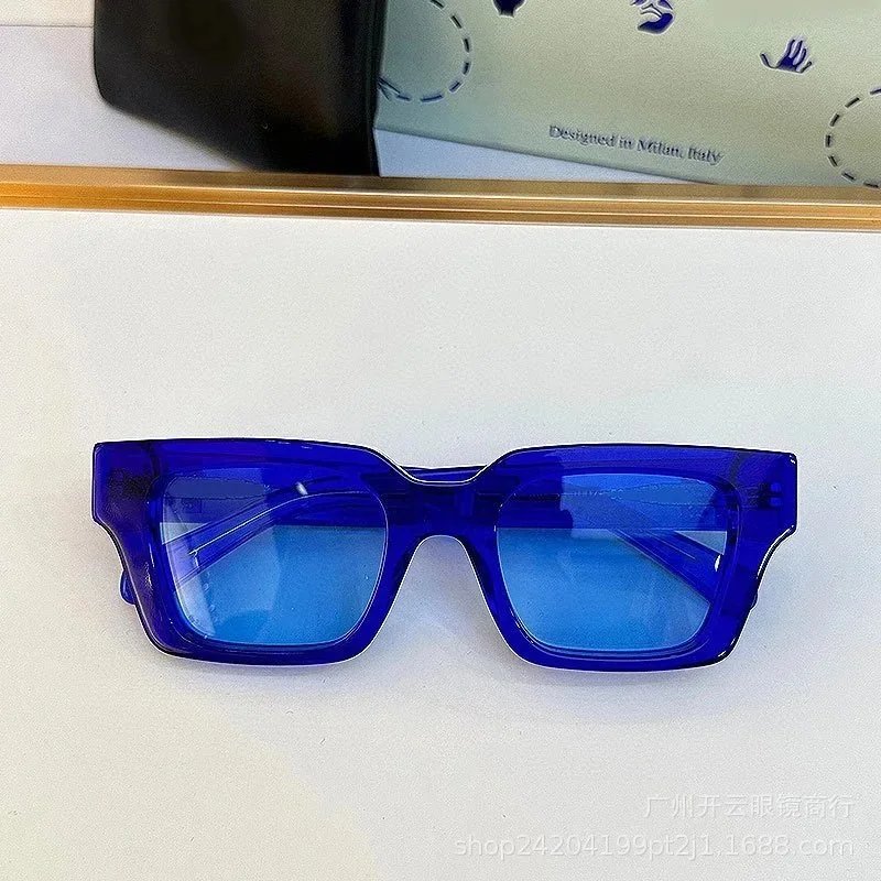 Design Square Frame Blue Transparent Sunglasses Eyewear - 7
