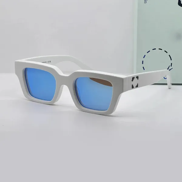 Off-White Square Frame Blue Mirror Sunglasses - 1
