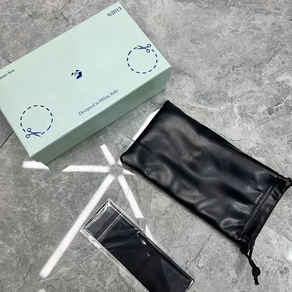 Design Eyewear Case Set Black Leather Pouch and Mint Box - 1