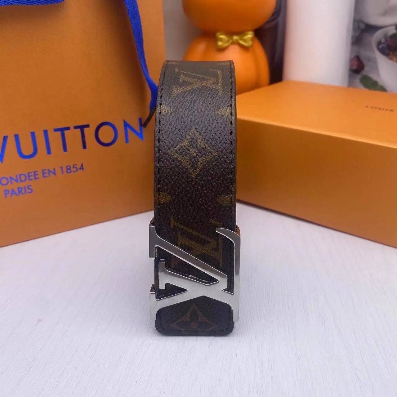 Brown Floral Silver Buckle