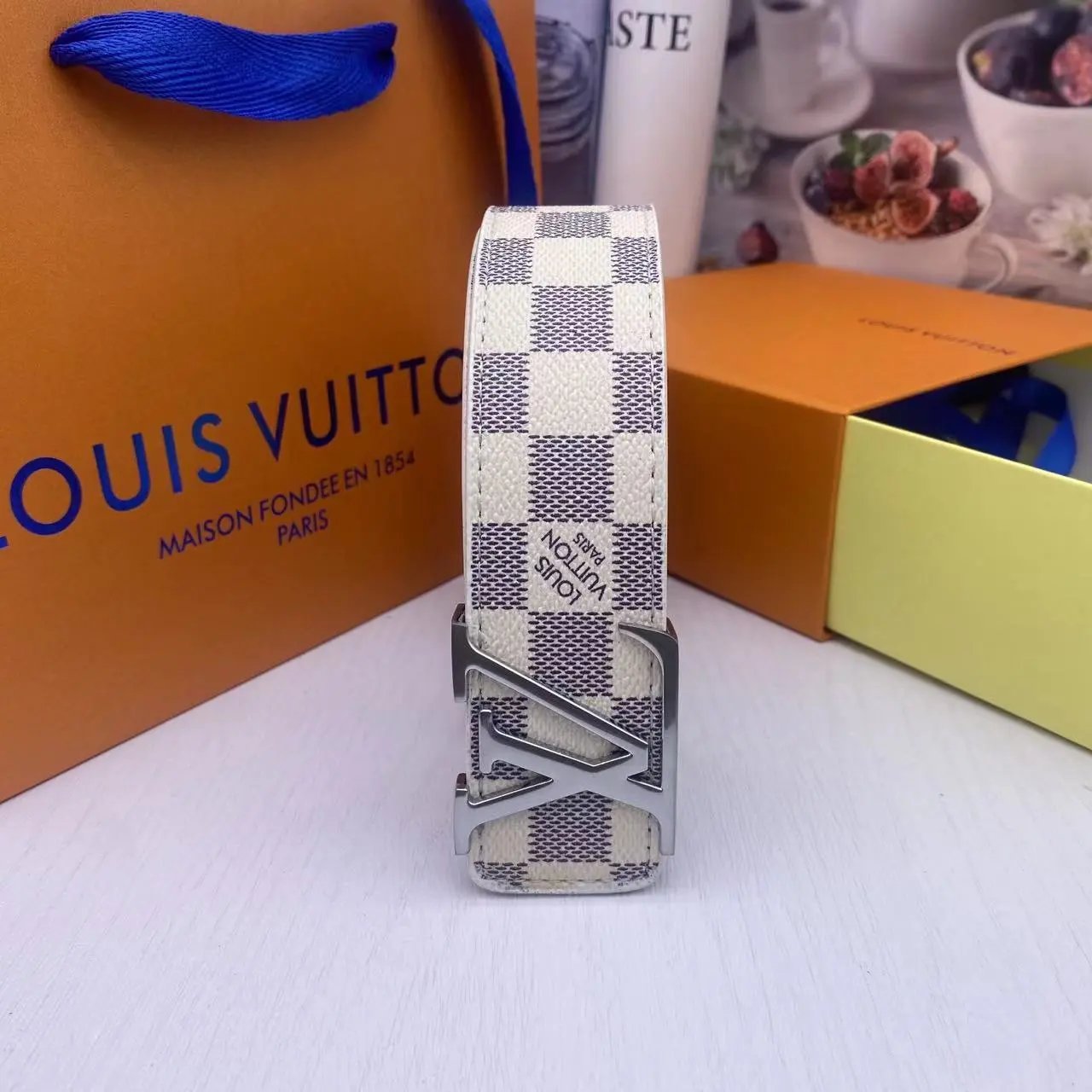 White Checkered Silver Buckle