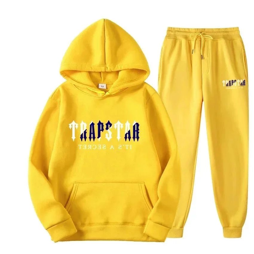 字母印花男女运动服抓绒两件套宽松连帽卫衣套装(KLFS）定制产品，非质量问题不退换