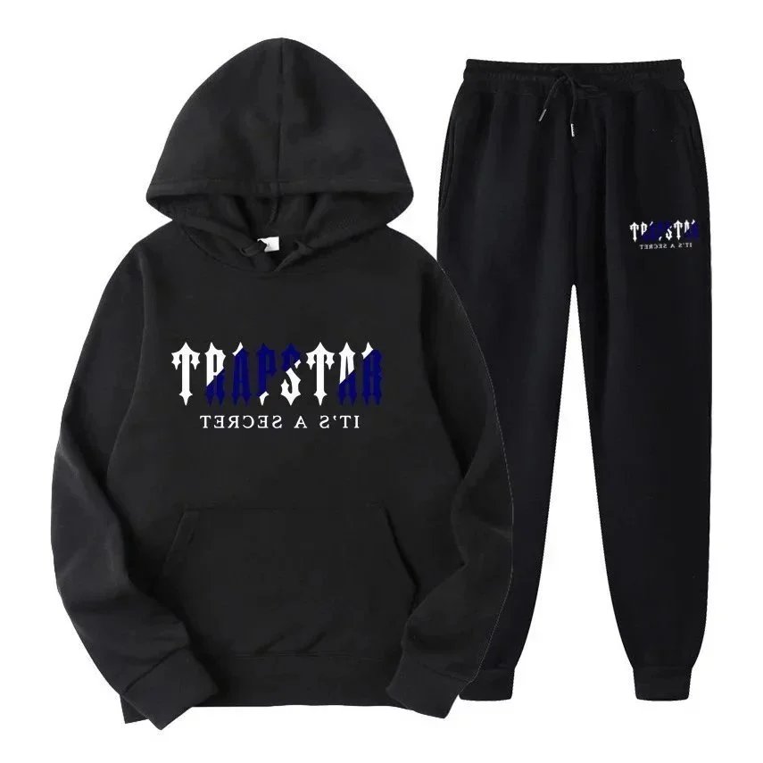 字母印花男女运动服抓绒两件套宽松连帽卫衣套装(KLFS）定制产品，非质量问题不退换