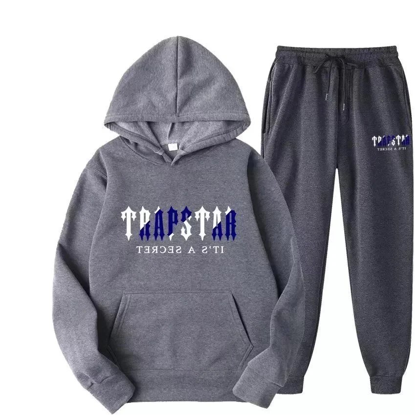 字母印花男女运动服抓绒两件套宽松连帽卫衣套装(KLFS）定制产品，非质量问题不退换