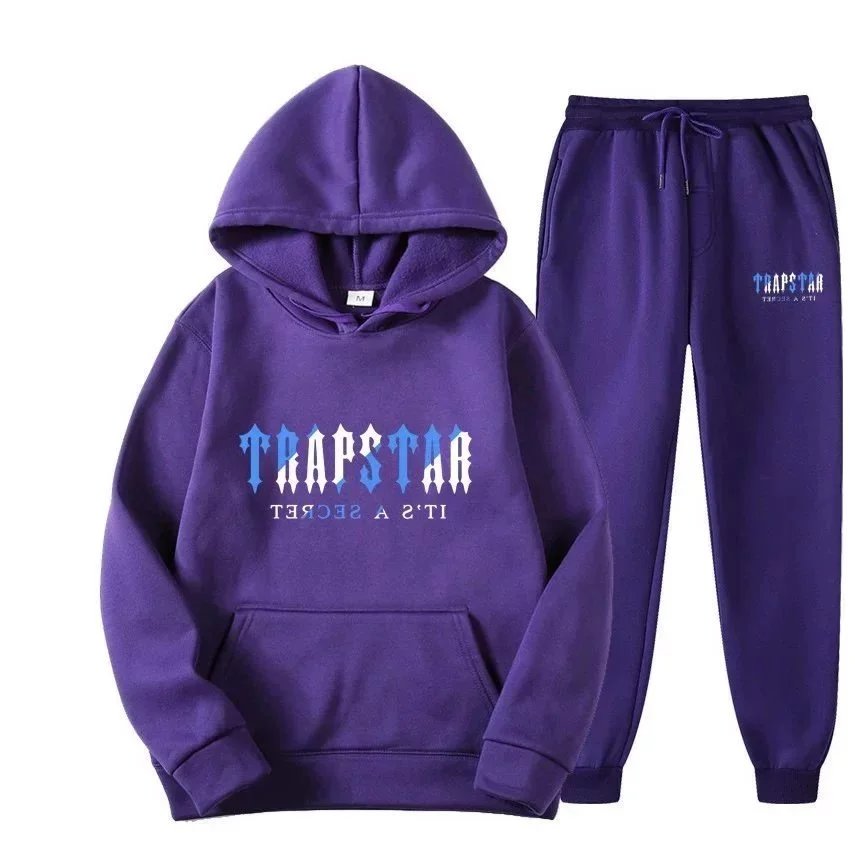 字母印花男女运动服抓绒两件套宽松连帽卫衣套装(KLFS）定制产品，非质量问题不退换