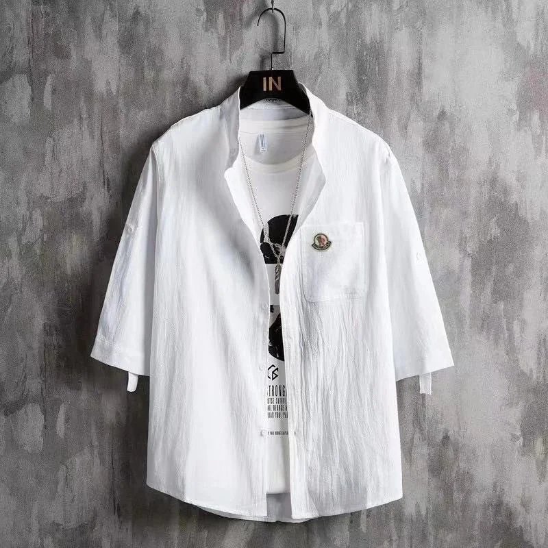 Moncler Shirts Button-Up Logo-Patch Shirt — AL-5