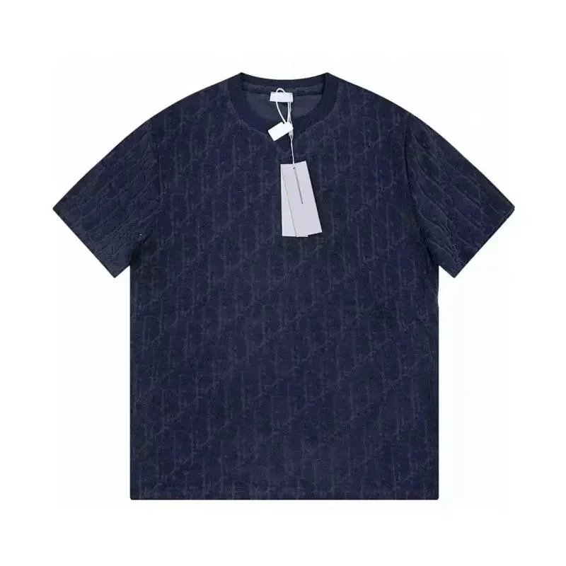 Dior T-Shirts Monogram Jacquard Crew-Neck T-Shirt — gp-dark blue