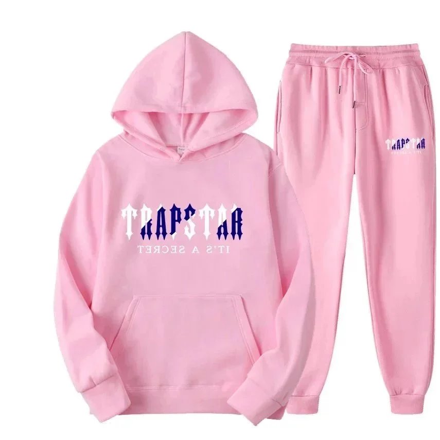 字母印花男女运动服抓绒两件套宽松连帽卫衣套装(KLFS）定制产品，非质量问题不退换