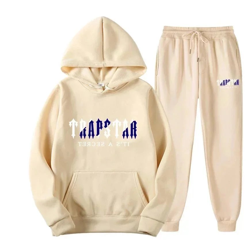 字母印花男女运动服抓绒两件套宽松连帽卫衣套装(KLFS）定制产品，非质量问题不退换