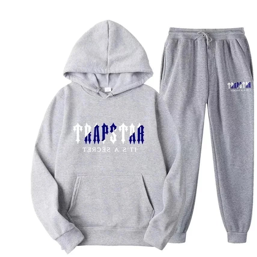 字母印花男女运动服抓绒两件套宽松连帽卫衣套装(KLFS）定制产品，非质量问题不退换