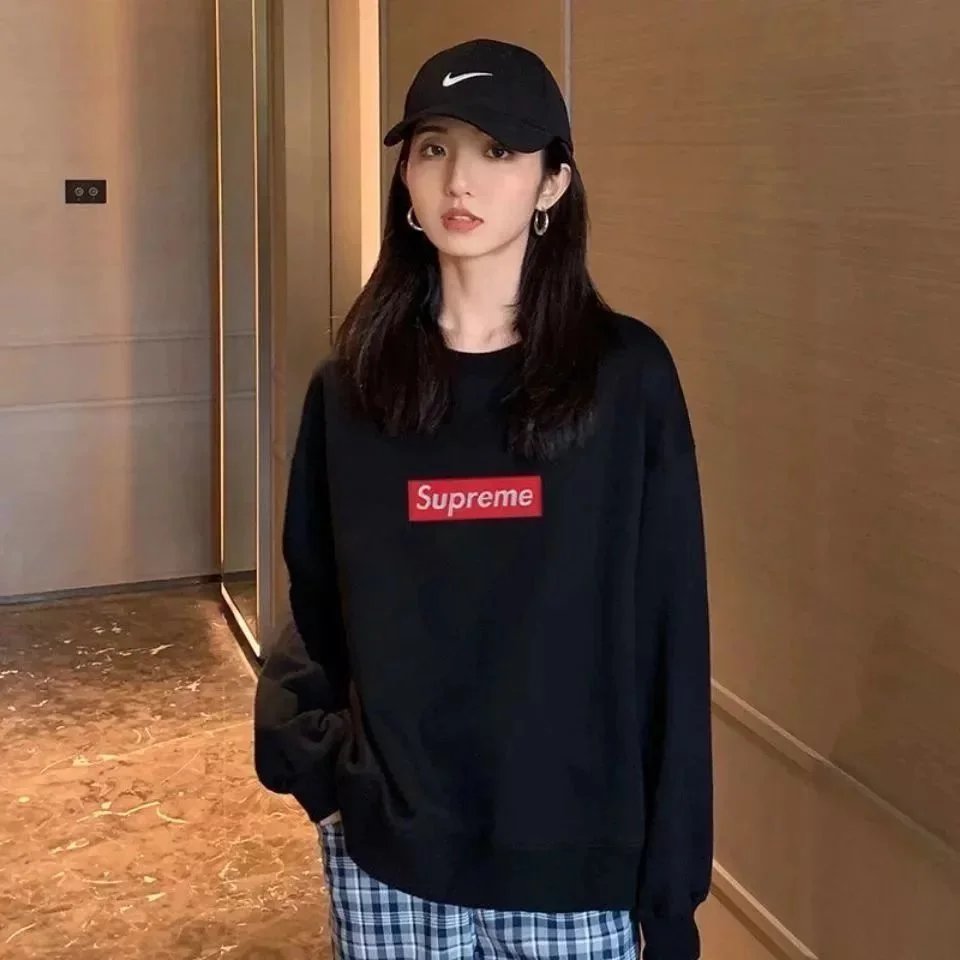 1:1 Batch 秋冬新款刺绣圆领套头长袖卫衣印花百搭女潮ins加绒卫衣