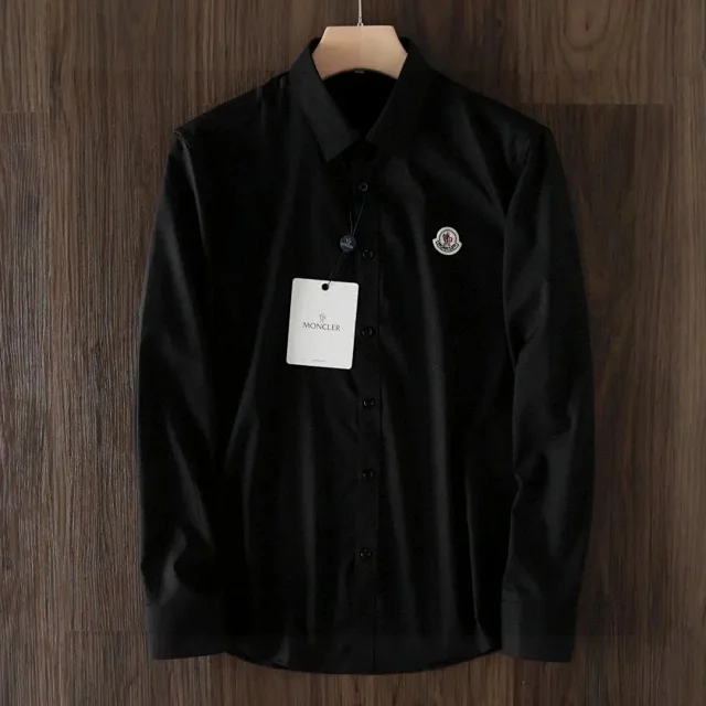Moncler Shirts Button-Up Logo-Patch Shirt product detail image 7