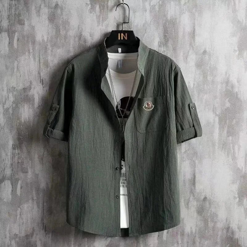 Moncler Shirts Button-Up Logo-Patch Shirt — AL-3