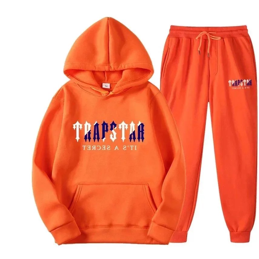 字母印花男女运动服抓绒两件套宽松连帽卫衣套装(KLFS）定制产品，非质量问题不退换