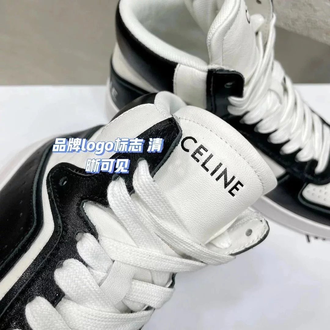 Celine赛琳 代购版2022最新款TRAINER高帮系带休闲运动鞋滑板鞋熊猫鞋小白鞋男女同款情侣款时尚潮流复古街头嘻哈百搭显瘦柔软舒适网红同款小红书爆款现货包邮 11