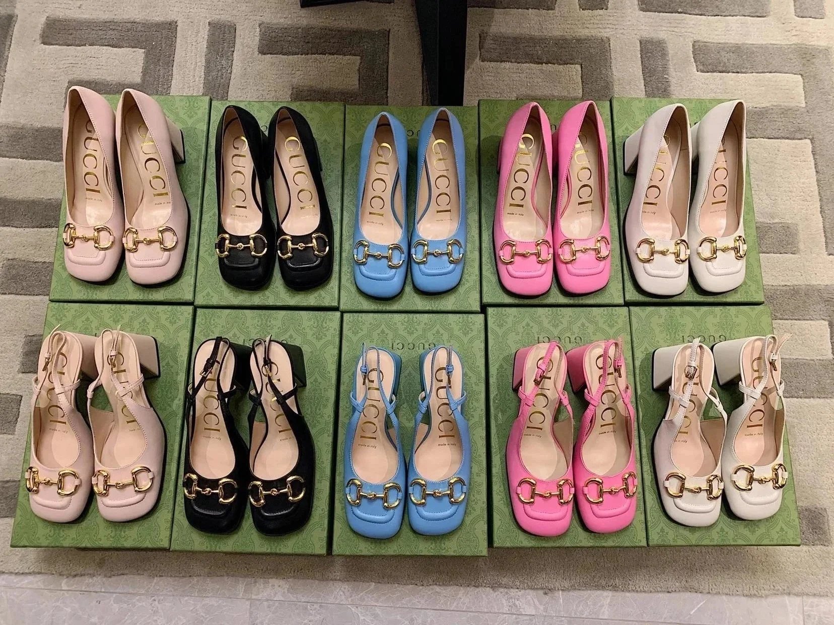 代购版本Gucci古驰 马衔扣粗跟单鞋女2024年春夏新款方头复古玛丽珍鞋Gucci高跟鞋粗跟高跟鞋粗跟凉鞋浅口后空凉鞋高跟鞋女