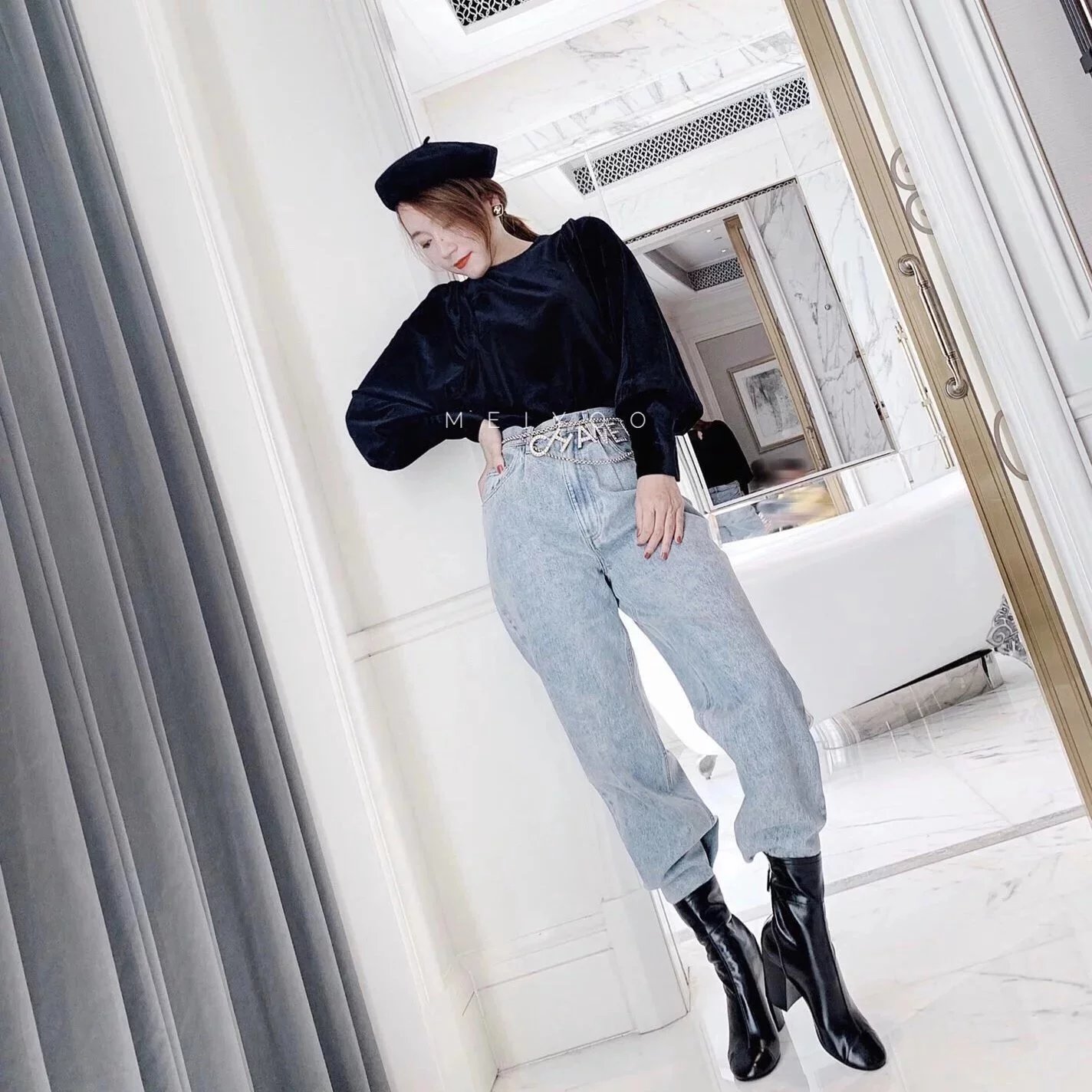 代购版本CHANEL香奈儿香奶奶C家2023秋季新款粗跟后拉链圆头亮皮短靴百搭及踝靴网红同款小红书爆款时尚复古百搭显瘦显腿长增高超轻柔软舒适 7