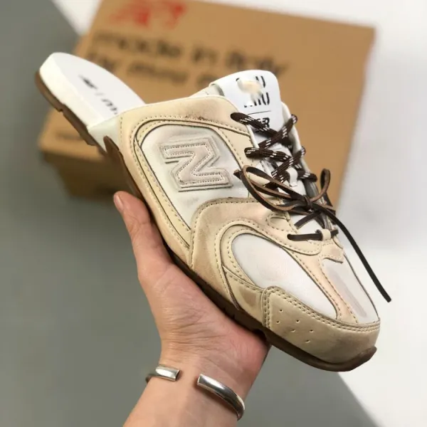 Miu Miu New Balance x Miu Miu 990 Slide Beige Mesh Sneaker Slides Sandals - 8