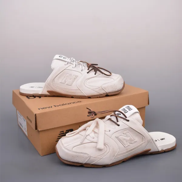 Miu Miu New Balance x Miu Miu 990 Slide Beige Mesh Sneaker Slides Sandals - 6