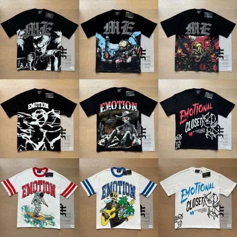 Retro Rhinestone Letter Print Summer High-Street Loose Casual Short Sleeve T-Shirt