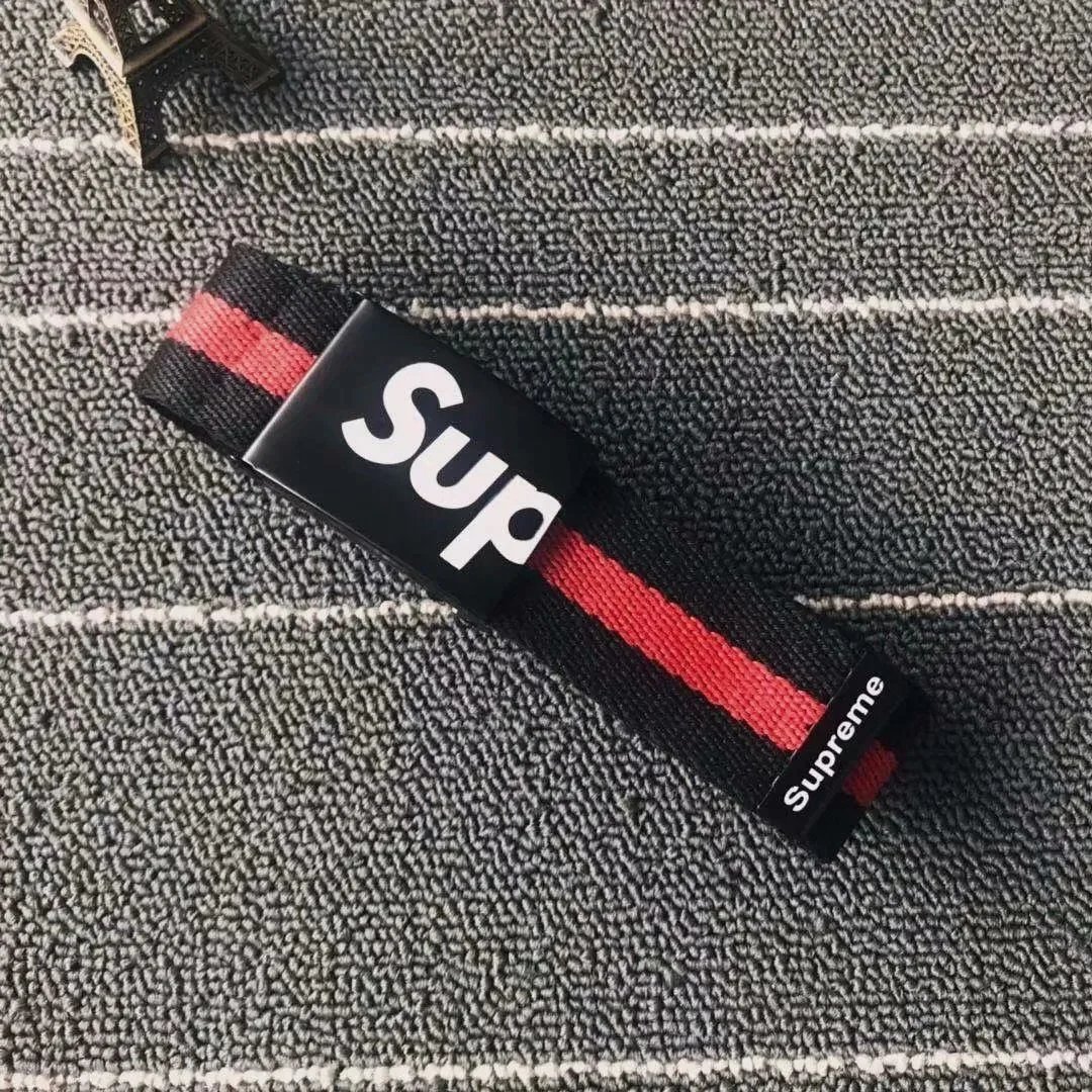 Supreme Box Logo Web Belt Black/Red Canvas Belt